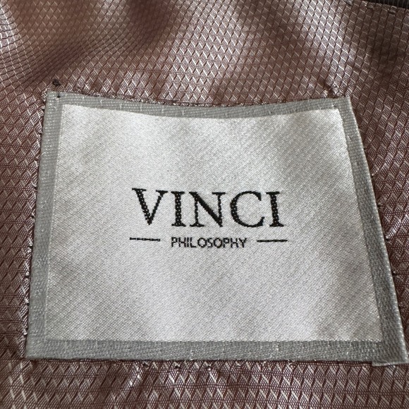 Vinci‎ Philosophy Mens Burgundy Plaid Double Breasted Suit Check 52R 42W - Picture 4 of 7